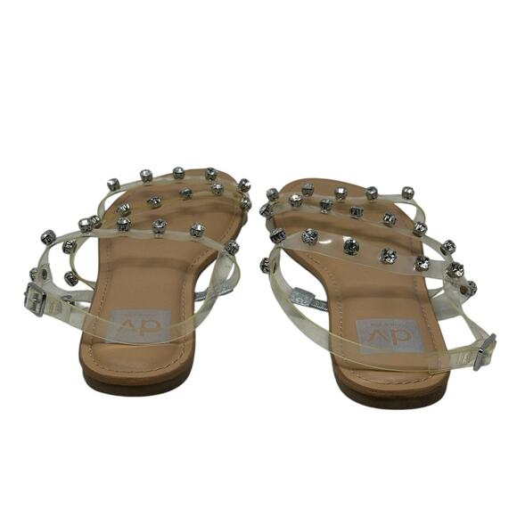 Dolce Vita Gilden Clear Rhinestone Silver Tone Flat Sandals Size 8 - Picture 5 of 11